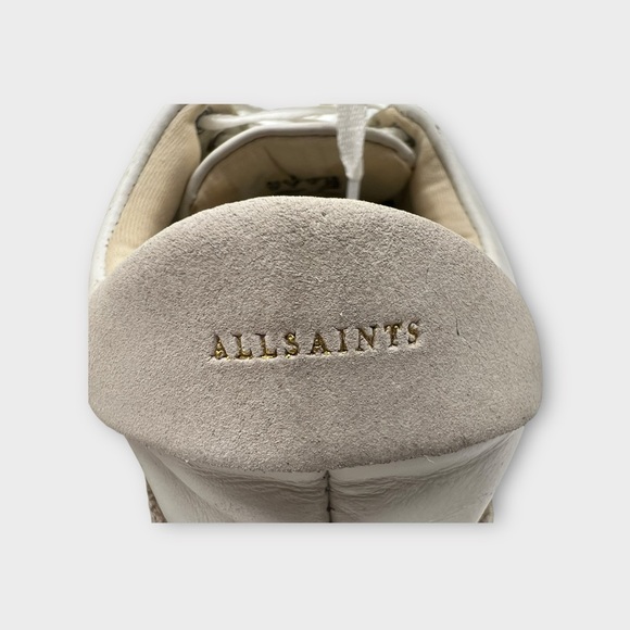 All Saints Trish Leather Trainers Sneakers Lace‎ Up Low Top Chalk White Size 8 - Picture 5 of 7